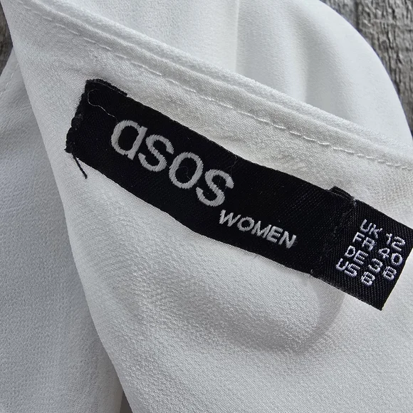 ASOS Jumpsuit Womens 8 Black White Ruffle Sleeve Colorblock Party One Piece - Picture 13 of 16